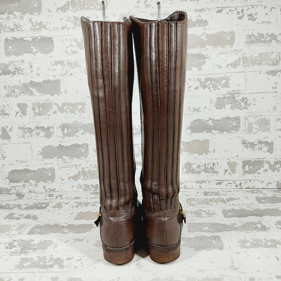 Me Too Arctic Brown Leather Round Toe Buckle Knee High Boots D 627 - Picture 6 of 13